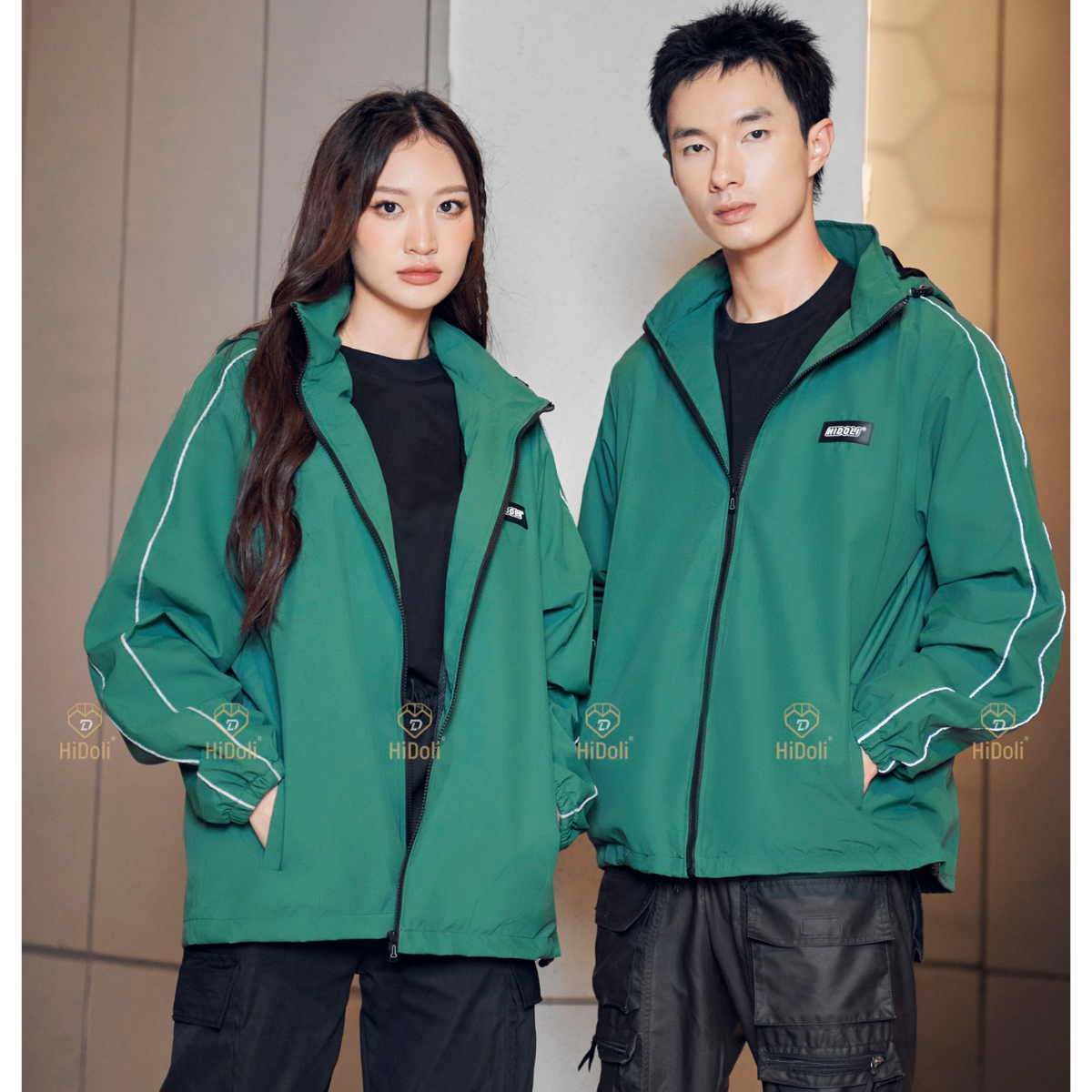 Áo khoác gió nam nữ phản quang, áo khoác 2 lớp chống nước chống gió