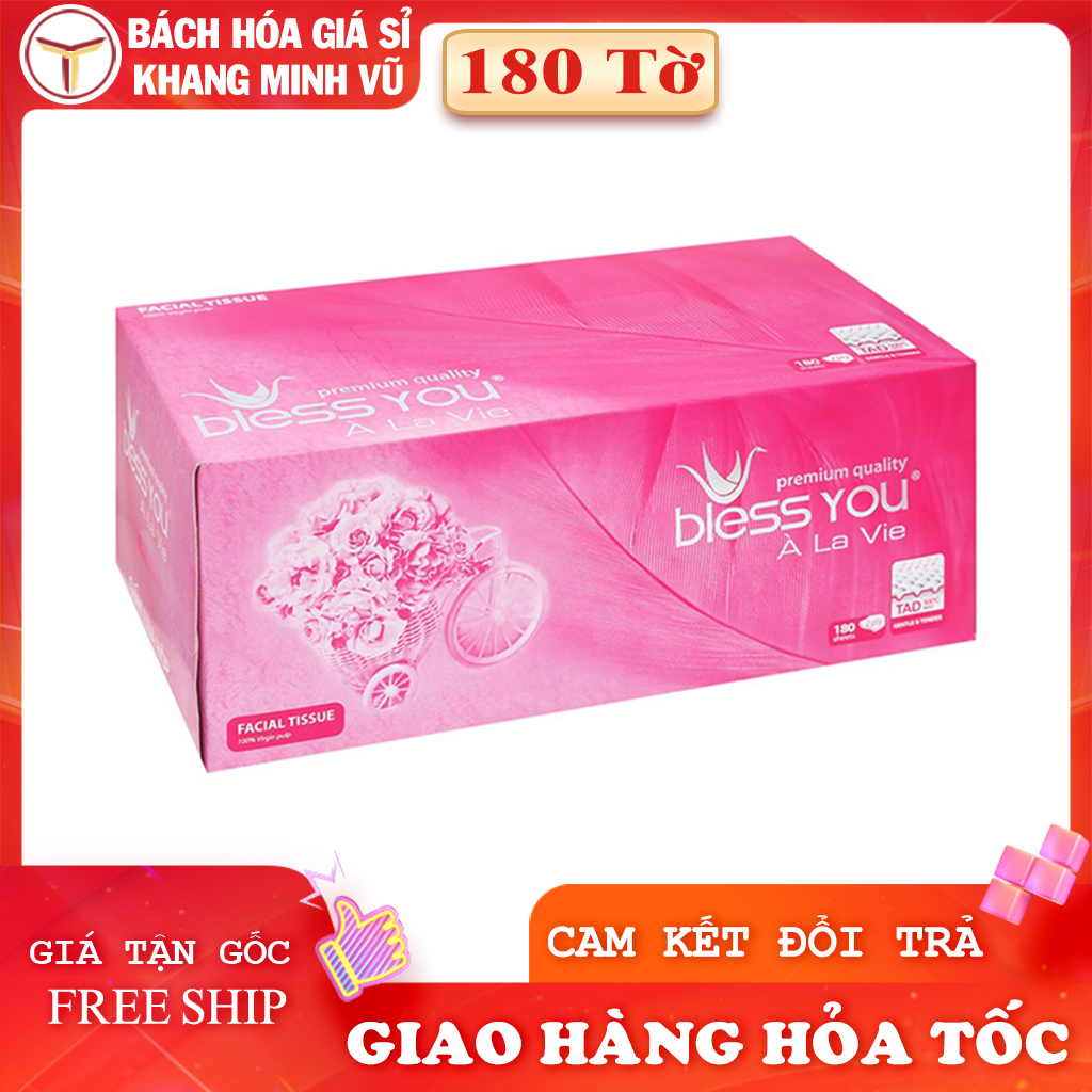 Khăn Giấy Lụa Bless You 2 Lớp Hộp 180 Tờ