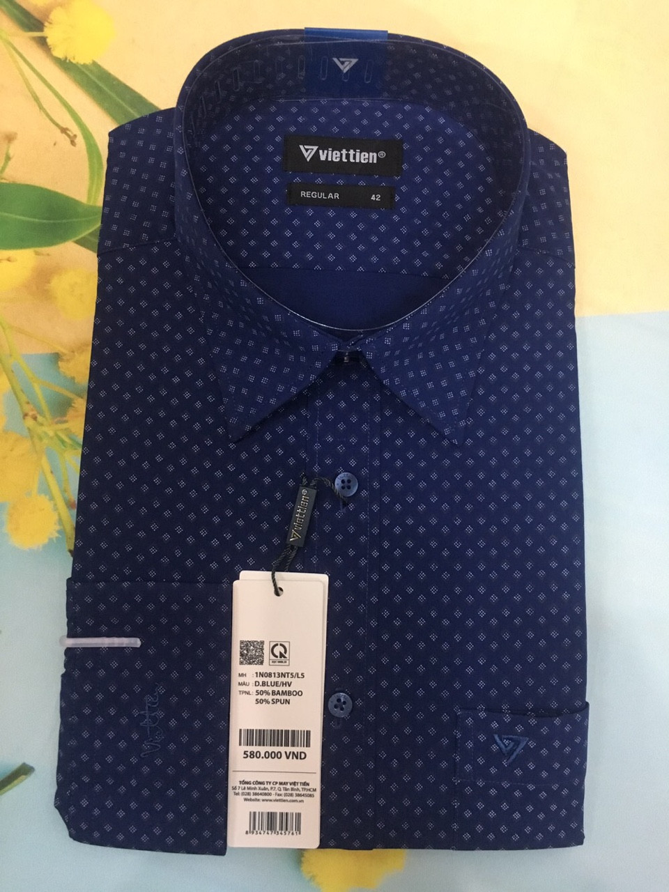 [HCM]Aó sơ mi nam công sở VIỆT TIẾN chính hãng  cao cấp vải bamboo mã 1N0813NT5 dài tay  form suông  tà bầu . SHOP HỨA - THỜI TRANG NAM CÔNG SỞ