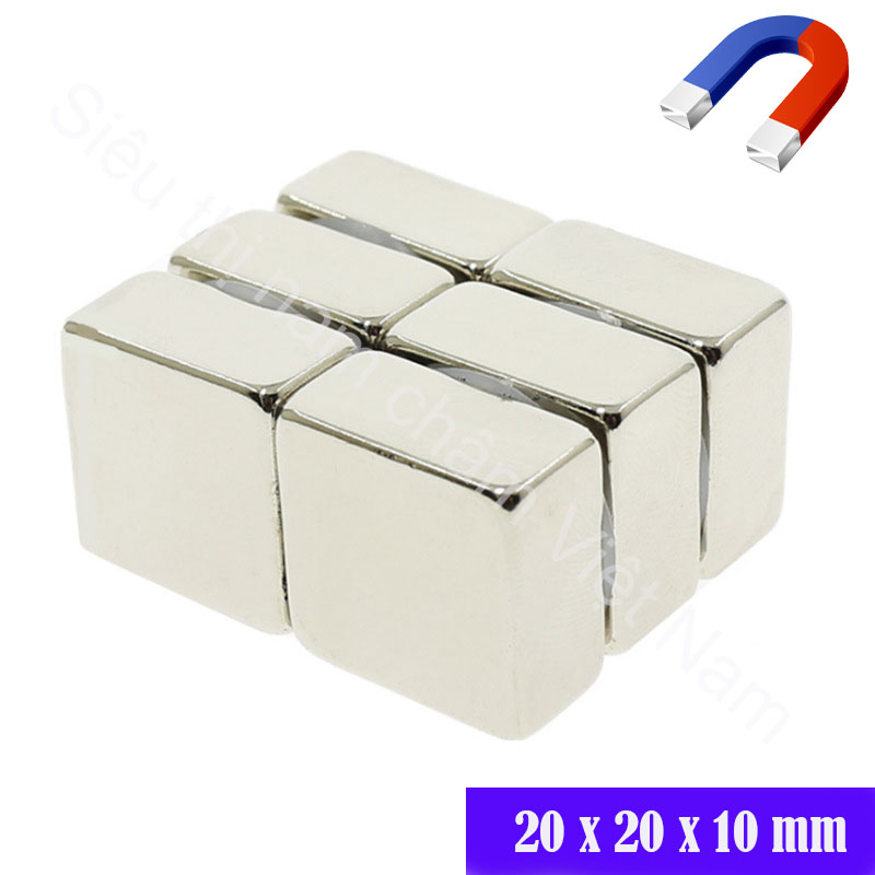 Nam châm hình vuông 20x20x10mm, loại nam châm đất hiếm hút siêu mạnh