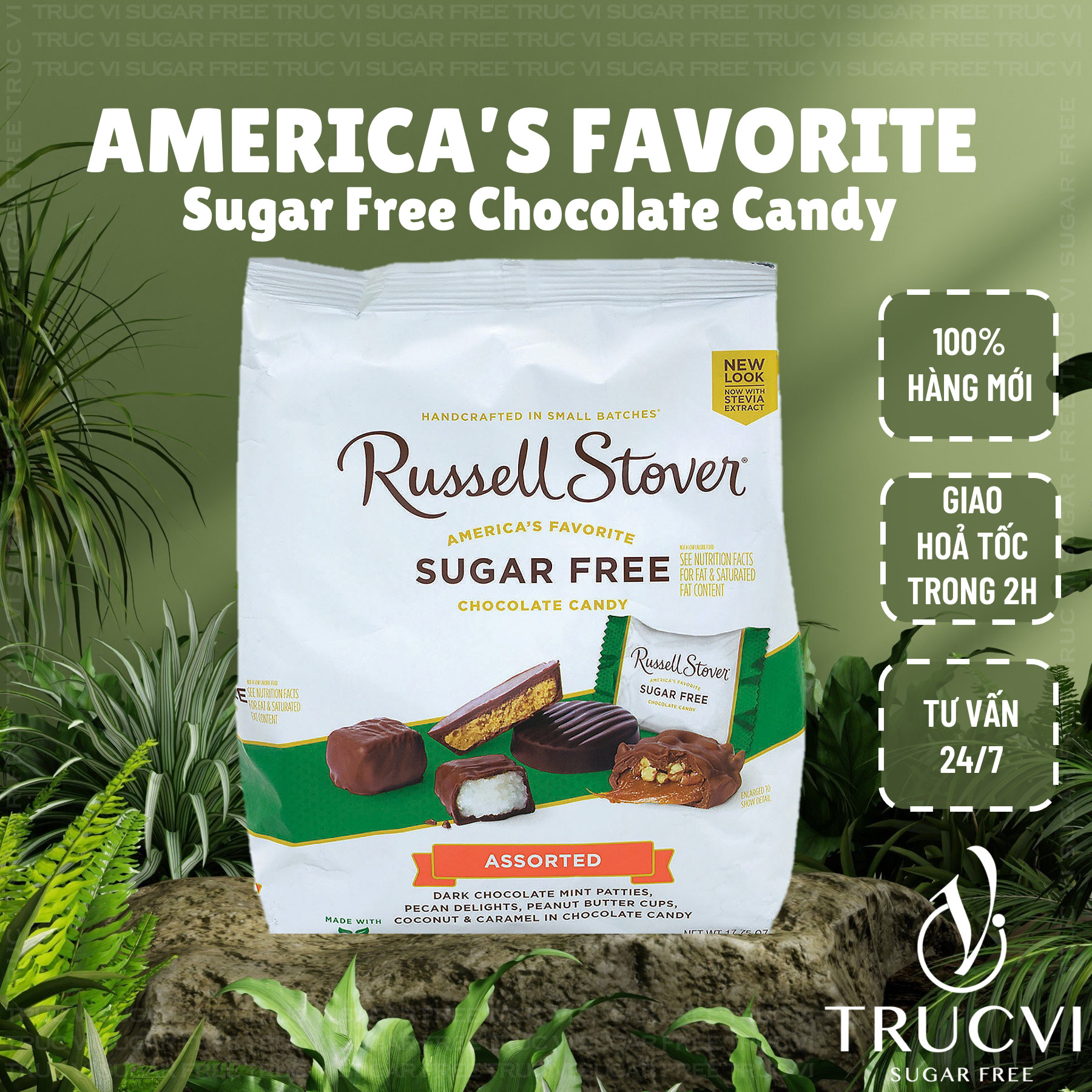 Chocolate- Socola Russell Stover sugar free không đường nhiều vị 1 gói