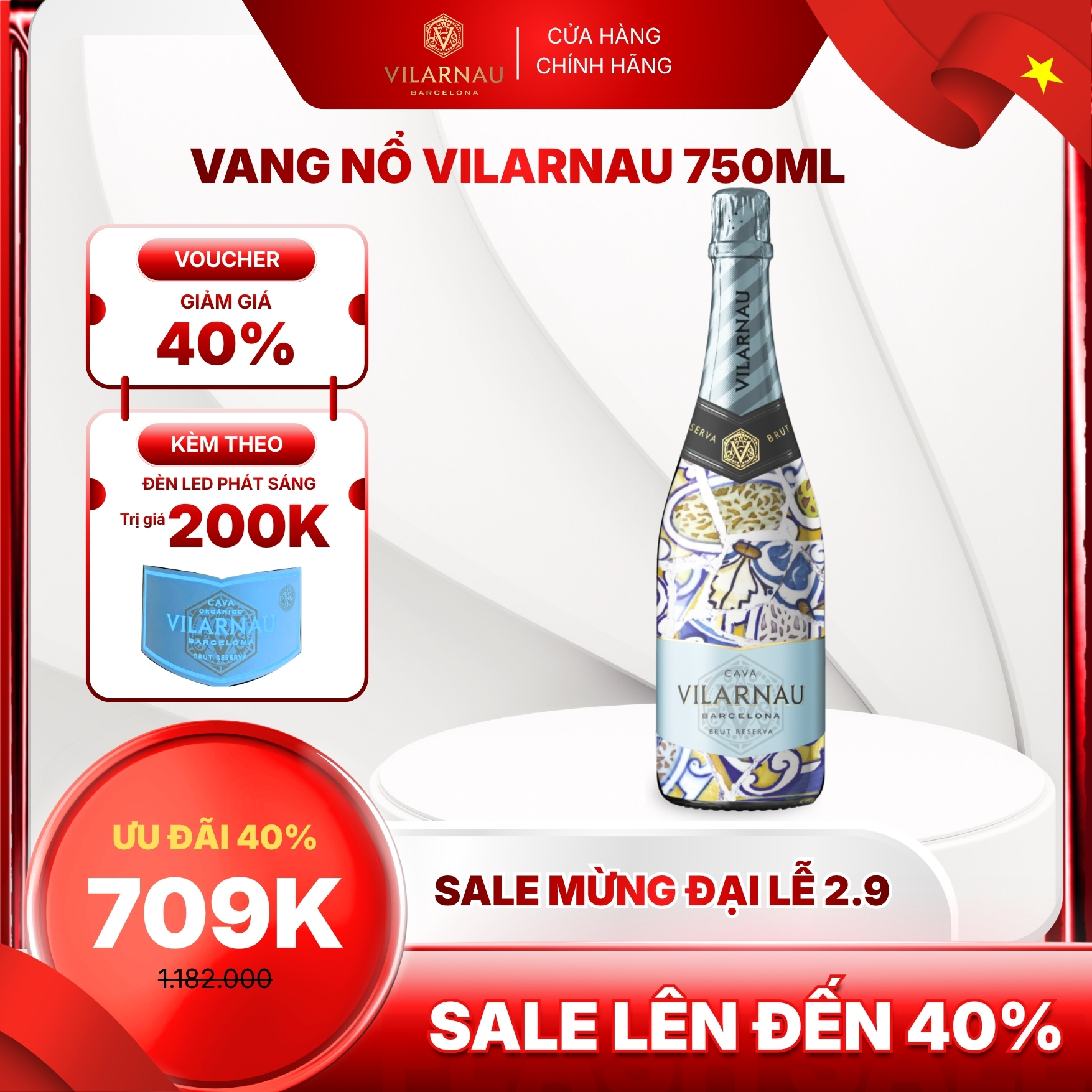 Rượu vang nổ VILARNAU Brut Reserva Nồng Độ Alc 11.5% 750ml [Cava - Barcelona] Trencadís Edition