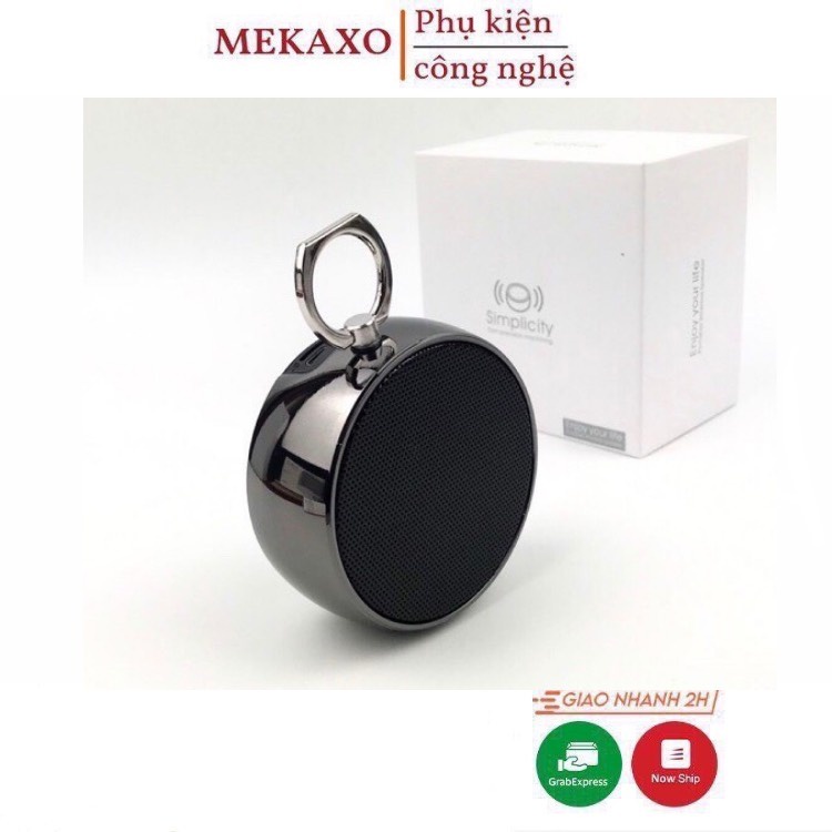 Loa bluetooth mini bs02 có móc treo tiện lợi và khe cắm thẻ nhớ, cổng 3.5 - mekaxo