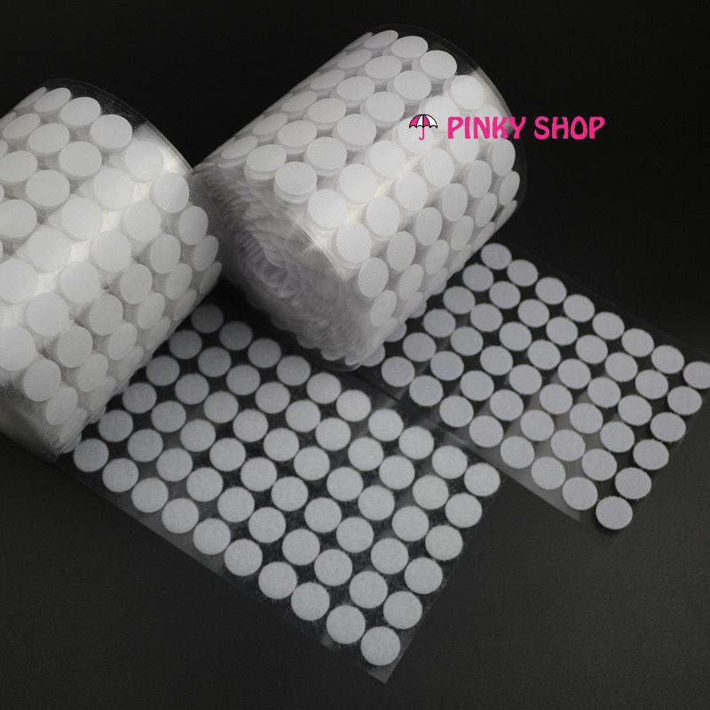 Băng dính gai Velro tròn, khóa nhám có sẵn keo dán dùng trong đồ thủ công Pinky Shop mã BDGT1