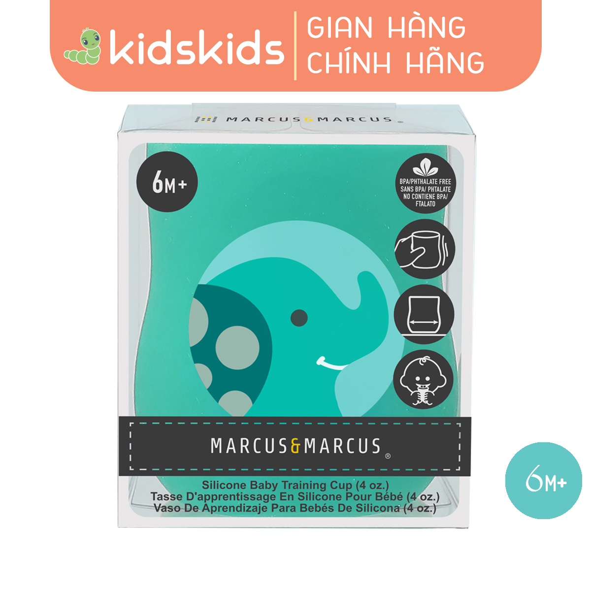 Ly tập uống nước silicon Baby Marcus & Marcus, từ 6 tháng – Ollie
