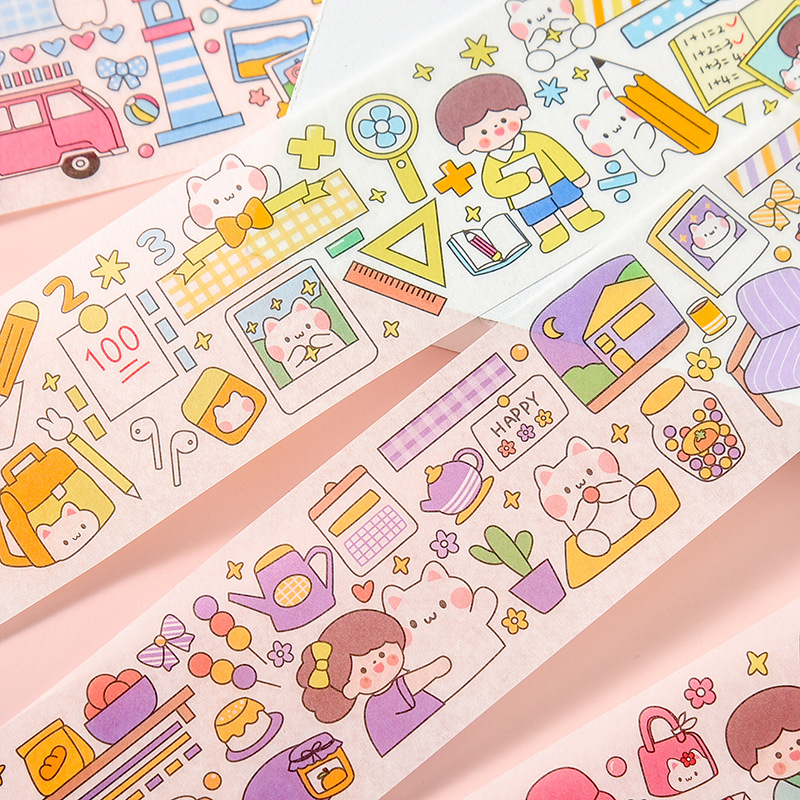 Miếng dán sticker dài hình chữ nhật nhiều màu dễ thương