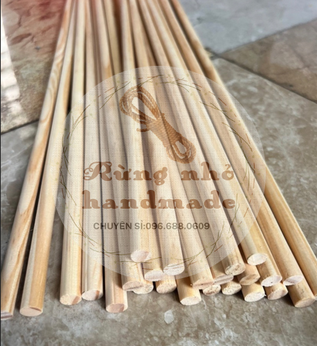 Thanh gỗ tròn, đường kính 1.5cm, dài 10cm~150cm, gỗ thông đã làm nhẵn, làm macrame, mô hình, decor, DIY, trang trí, phi 15