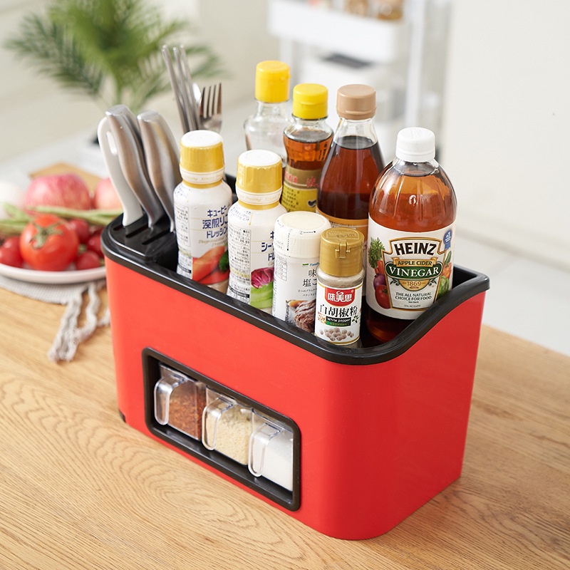 Kệ đựng gia vị và đồ bếp Việt Nhật - hộp để gia vị - Kệ đựng gia vị và đồ bếp Việt Nhật tặng kèm 3 ly. Hủ đựng gia vị có muỗng