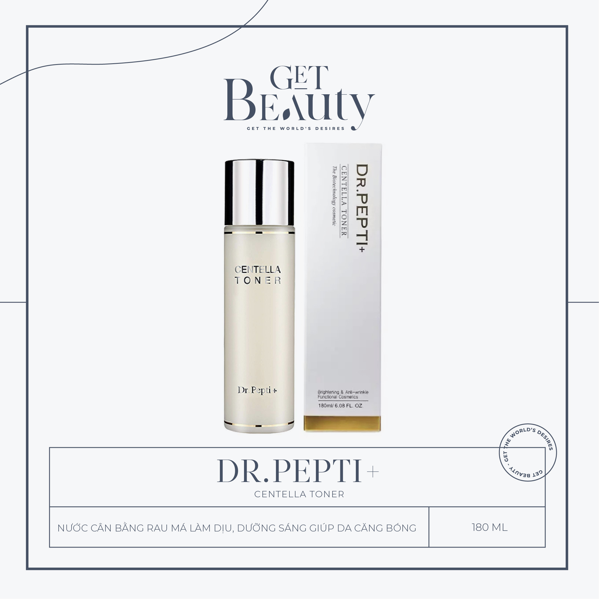 [HCM]NƯỚC HOA HỒNG RAU MÁ LÀM DỊU DƯỠNG SÁNG GIÚP DA CĂNG BÓNG DR.PEPTI + CENTELLA TONER 180ML