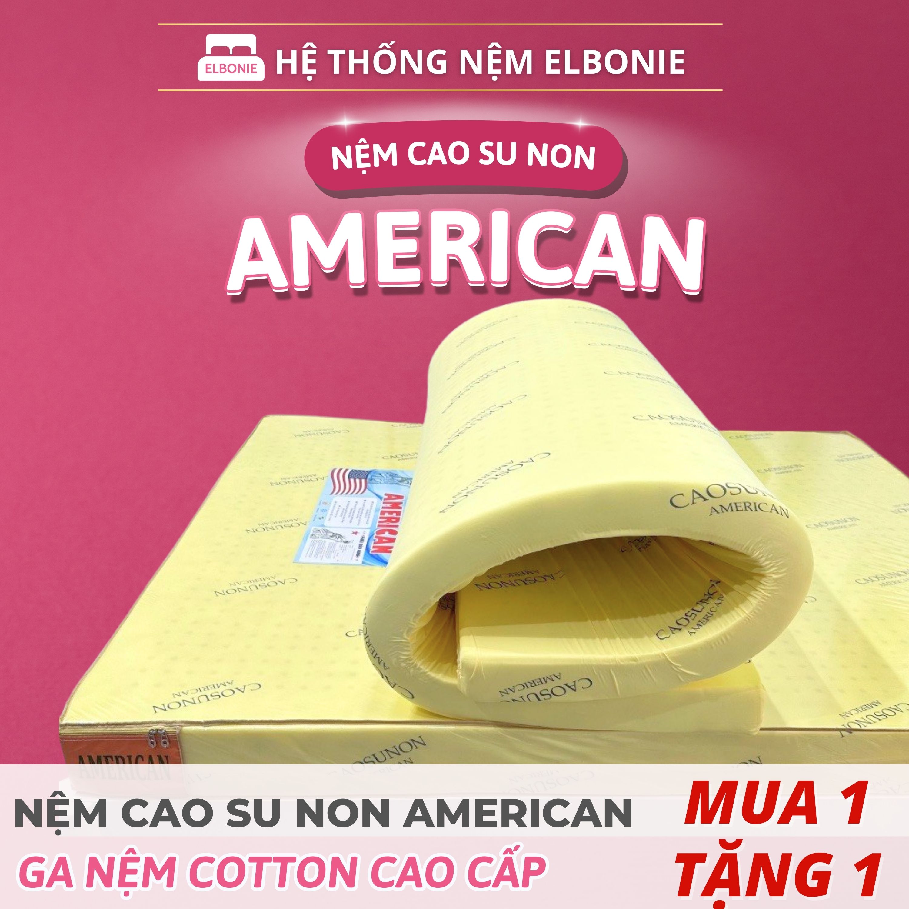 (Hỏa Tốc 2h ) Nệm Cao Su Non American Chính Hãng - BH 15 NĂM - QUÀ Drap Cotton Cao Cấp - Nệm Bán Trự