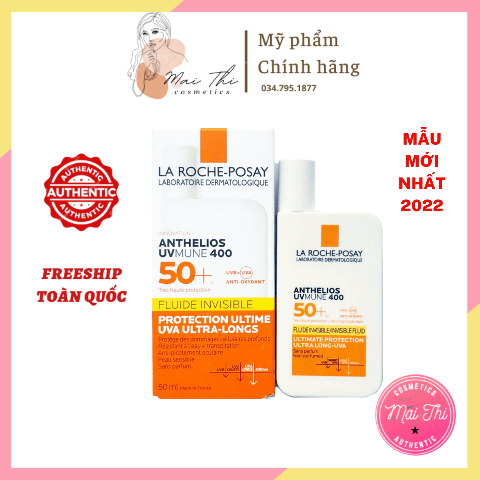 Kem chống nắng La RochePosay Anthelios Fluide Invisible Uvmune 400 SPF50+, Kem chống nắng La RochePosay Fluide