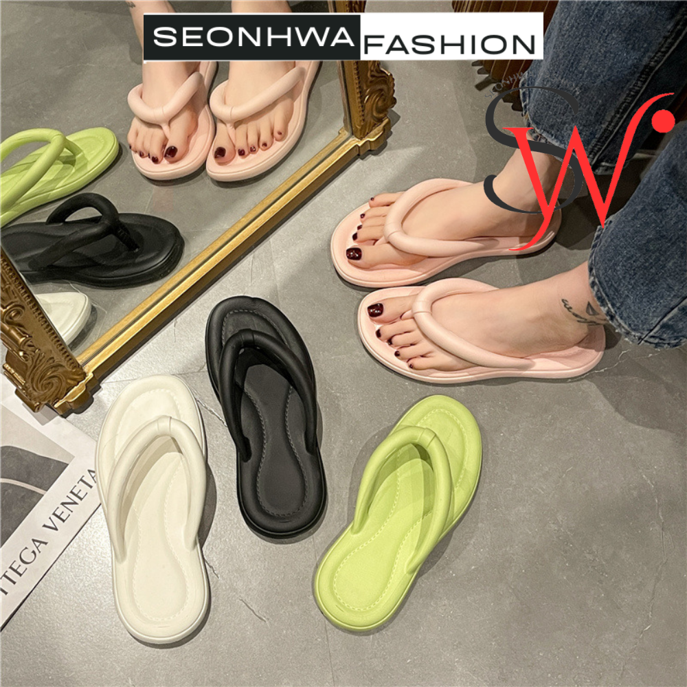 Dép xỏ ngón nữ đế xuồng SEONHWA cao 2cm Dép lê nữ nhiều màu thời trang đi biển GE202