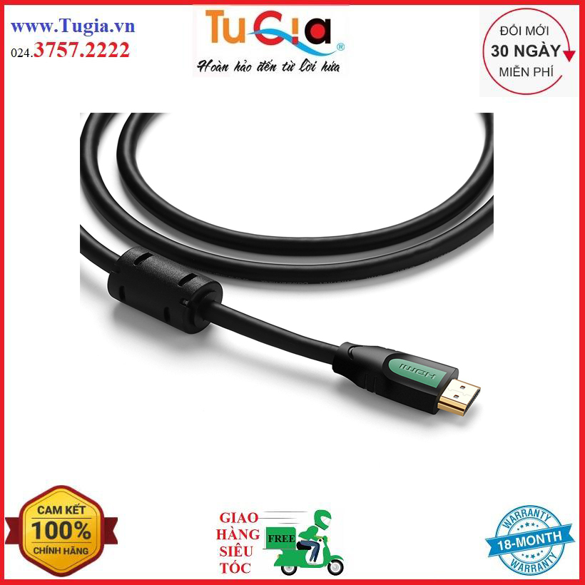 Dây cáp hdmi 2.0 thuần đồng 100%, 19+1 dài 10m dùng cho tivi, máy tính, máy chiếu ugreen hd101 40466 - hàng chính hãng