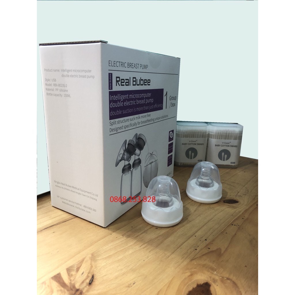 Máy hút sữa điện đôi REAL BUBEE chính hãng ( Có 2 Núm ti và tem 3D của hãng )