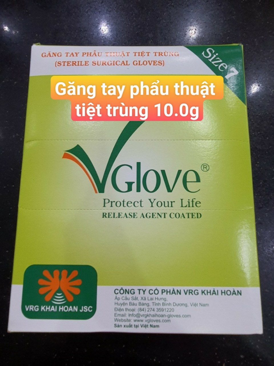 Găng tay y tế phẫu thuật tiệt trùng, hàng chính hãng vglove, combo 10 đôi , hộp 50 đôi, thùng 8 hộp