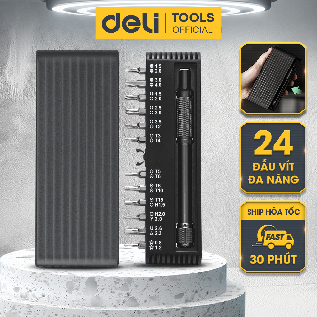 Bộ Tua Vít Đa Năng Deli 25 Chi Tiết Cao Cấp Chính Hãng - Thiết Kế Hiện Đại, Đầu Vít Từ TÍnh Dễ Dàng Sử Dụng - DL240025B