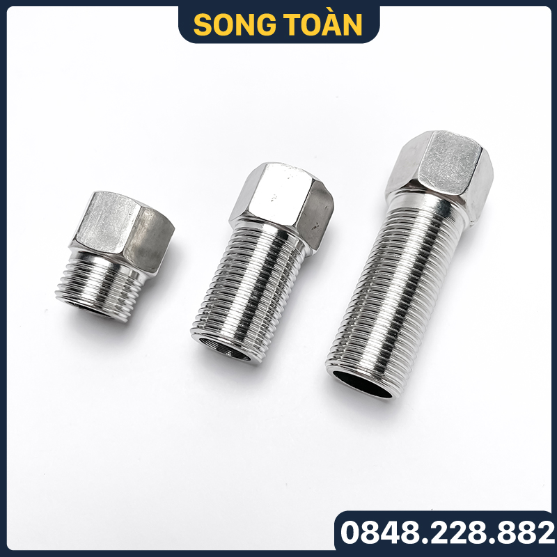 Lơ inox 21 dài 5cm, 7cm, đầu nối ren trong ren ngoài inox phi 1/2