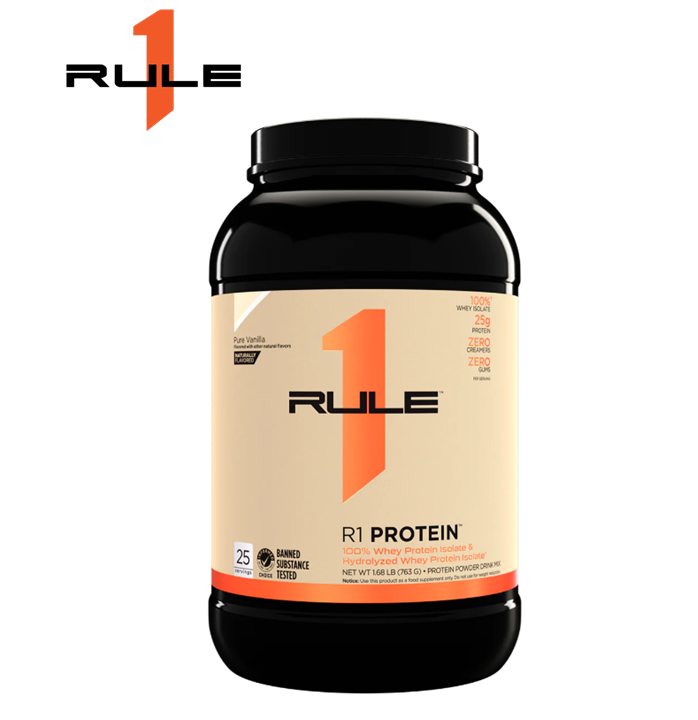 Whey protein hương vị tự nhiên Rule 1 Protein 100% Whey Protein Isolate/ Hydrolyzed Whey Protein Isolate Naturally flavored 1.68 - 1.72lb