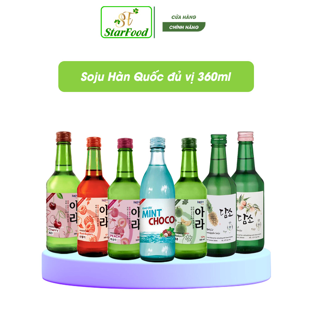 SoJu ( Sochu ) Hàn Quốc Đủ Các Vị Trái Cây 360ml