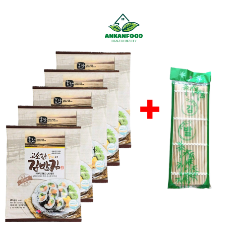Combo 5 gói rong biển cuộn cơm 10 lá hàn quốc+tặng kèm 1 mành tre