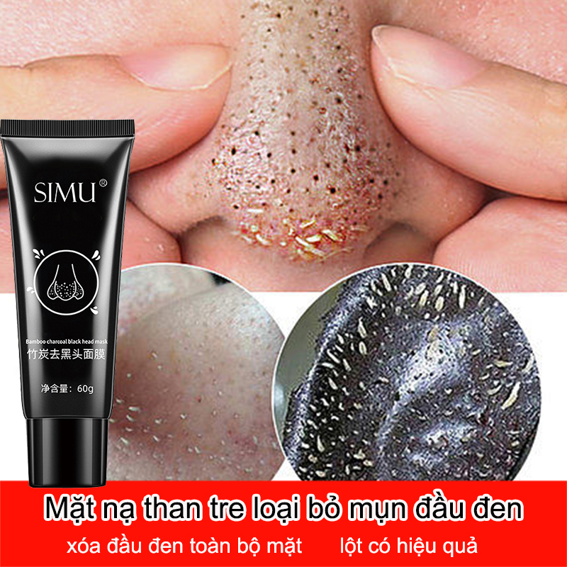 Mặt nạ lột mụn đầu đen loại bỏ mụn đầu đen than tre cho mũi và mặt hiệu quả mặt Nạ Lột Mụn Đầu Đen giúp thu nhỏ lỗ chân lông và loại bỏ mụn đầu đen cho mũi Bỏ Mụn Trứng Làm Sạch Sâu than tre 60g