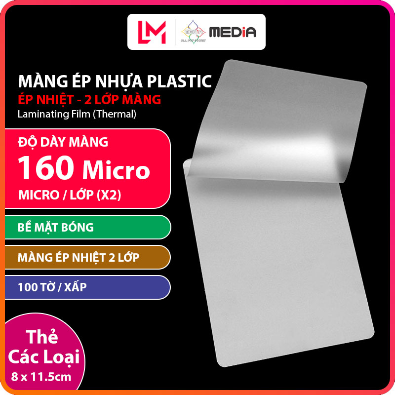 Màng Ép Nhựa Plastic MEDIA Inkjet Khổ 8 x 11.5cm, Độ Dày Màng 160 Micro