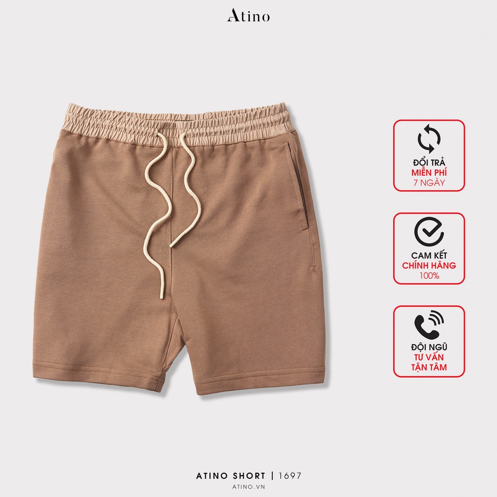 Quần Short Nam ATINO Chất Liệu Vải Thun Cotton Dày Dặn Thoáng Mát Chống