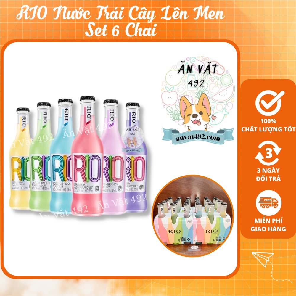 Rio nước trái cây lên men set 6 chai - ăn vặt 492