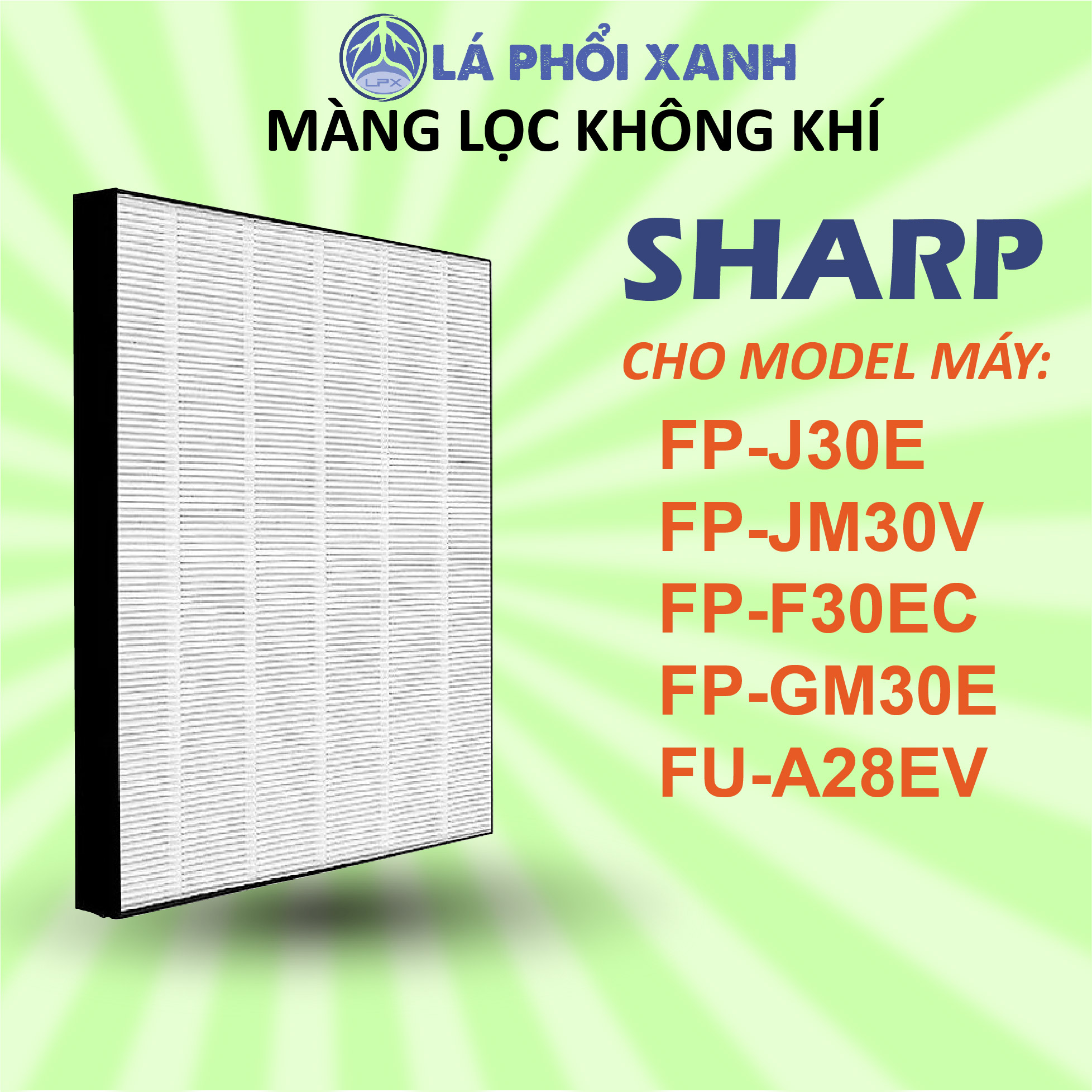 Màng lọc không khí sharp fp-j30e fp-jm30v fu-a28ev fp-gm30e fp-f30e, màng lọc hepa sharp
