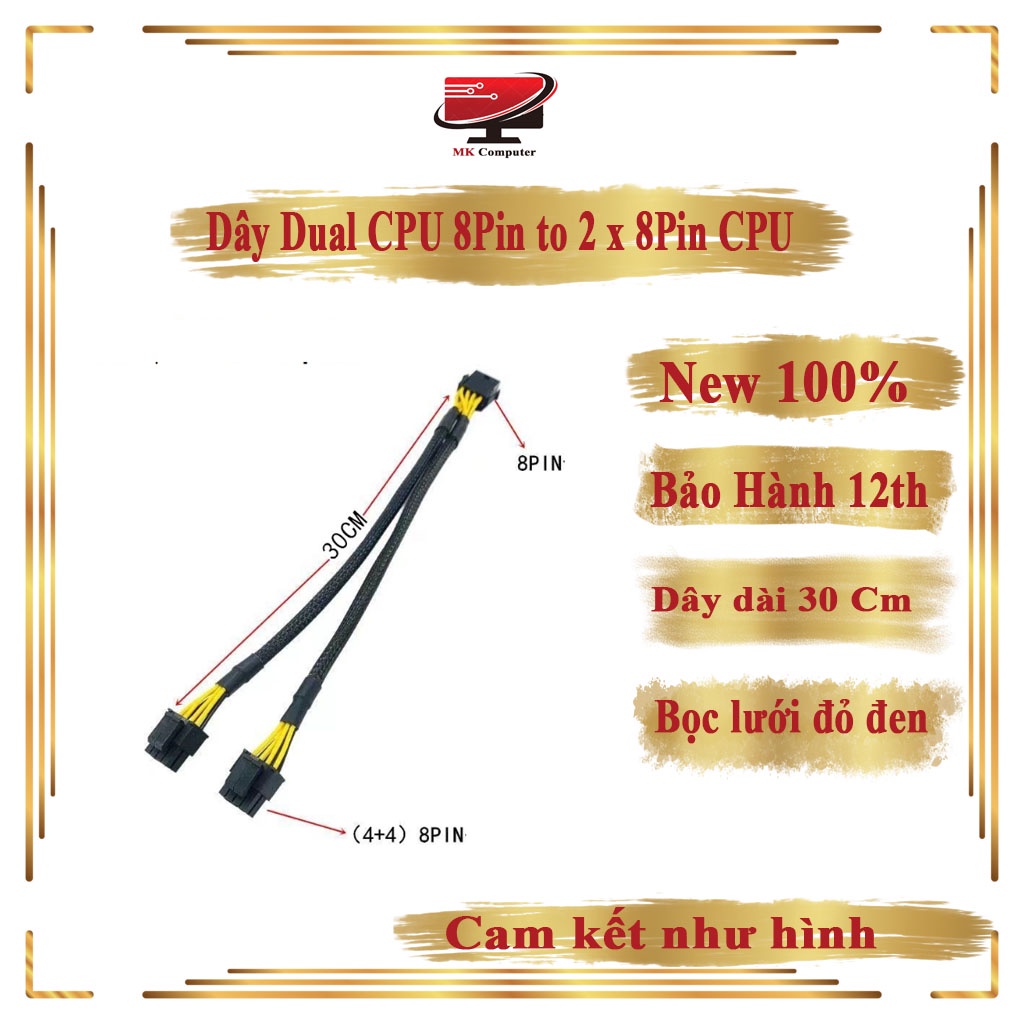 Dây dual cpu 8 pin to 2x 8pin cpu,dây chuyển đổi 8pin cpu sang 2 đầu 8 pin cpu