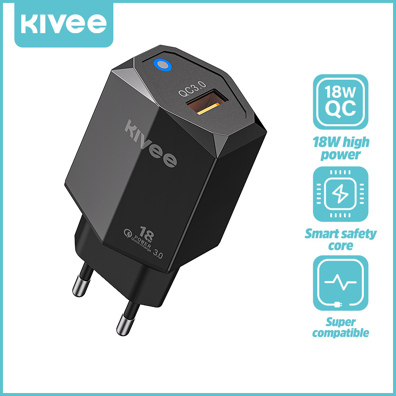 Củ sạc nhanh 18w qc 3.0 kivee bộ sạc nhanh- hàng chính hãng