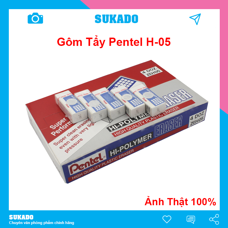 Gôm tẩy bút chì Pentel chính hãng - tẩy xóa sạch không lem SUKADO