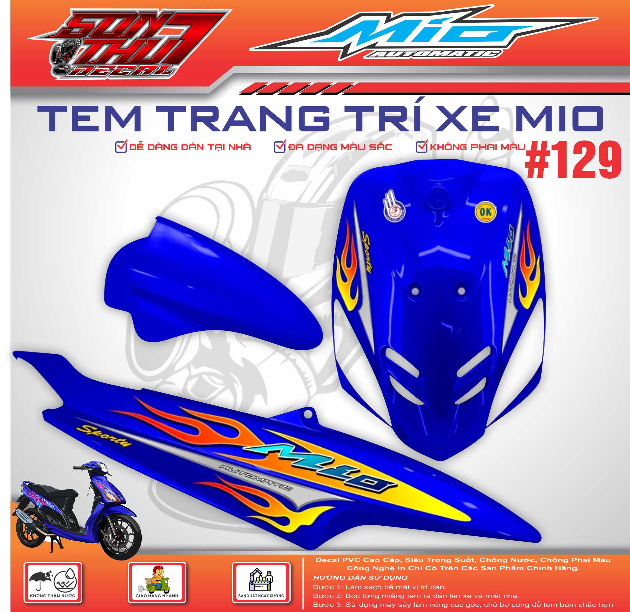 Yamaha Mio Sport Motorcycle Sticker # 127 (High Quality Materials - Sharp Color - No Color Fade) Giá 104,000 Đồng*Miễn phí vận chuyển