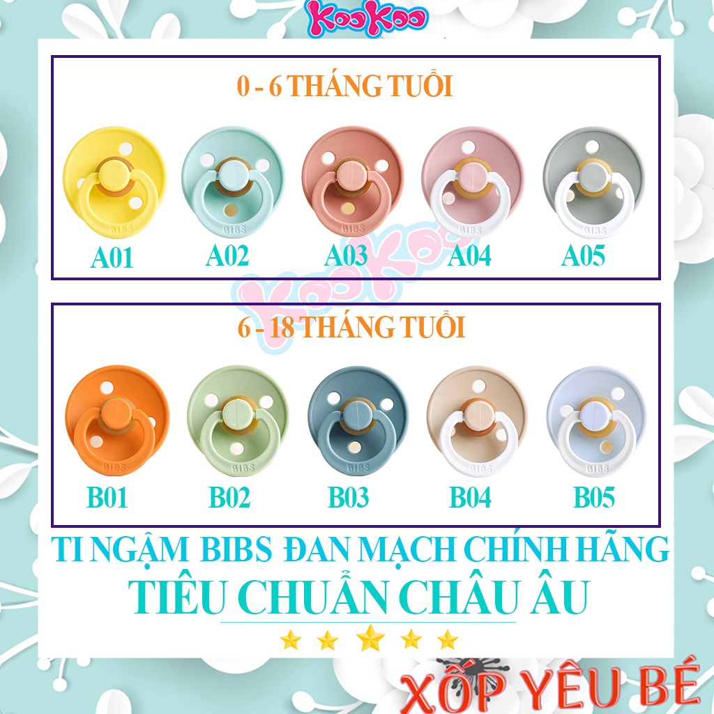 Ti Ngậm BIBS Chính Hãng Tiêu Chuẩn Châu Âu-Tặng Nắp Trứng Gà , An Toàn Tuyệt Đối Cho Bé