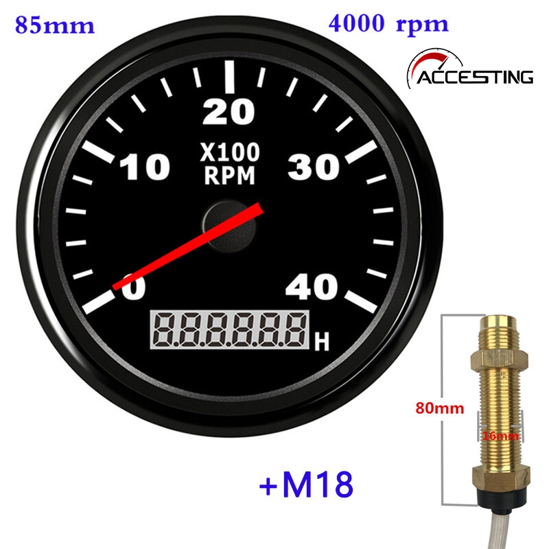 Đồng hồ đo tốc độ 85mm 4000rpm với cảm biến đồng hồ đo tốc độ cho ô tô tàu biển đồng hồ đo xe máy với đồng hồ đo tốc độ 12v/24v