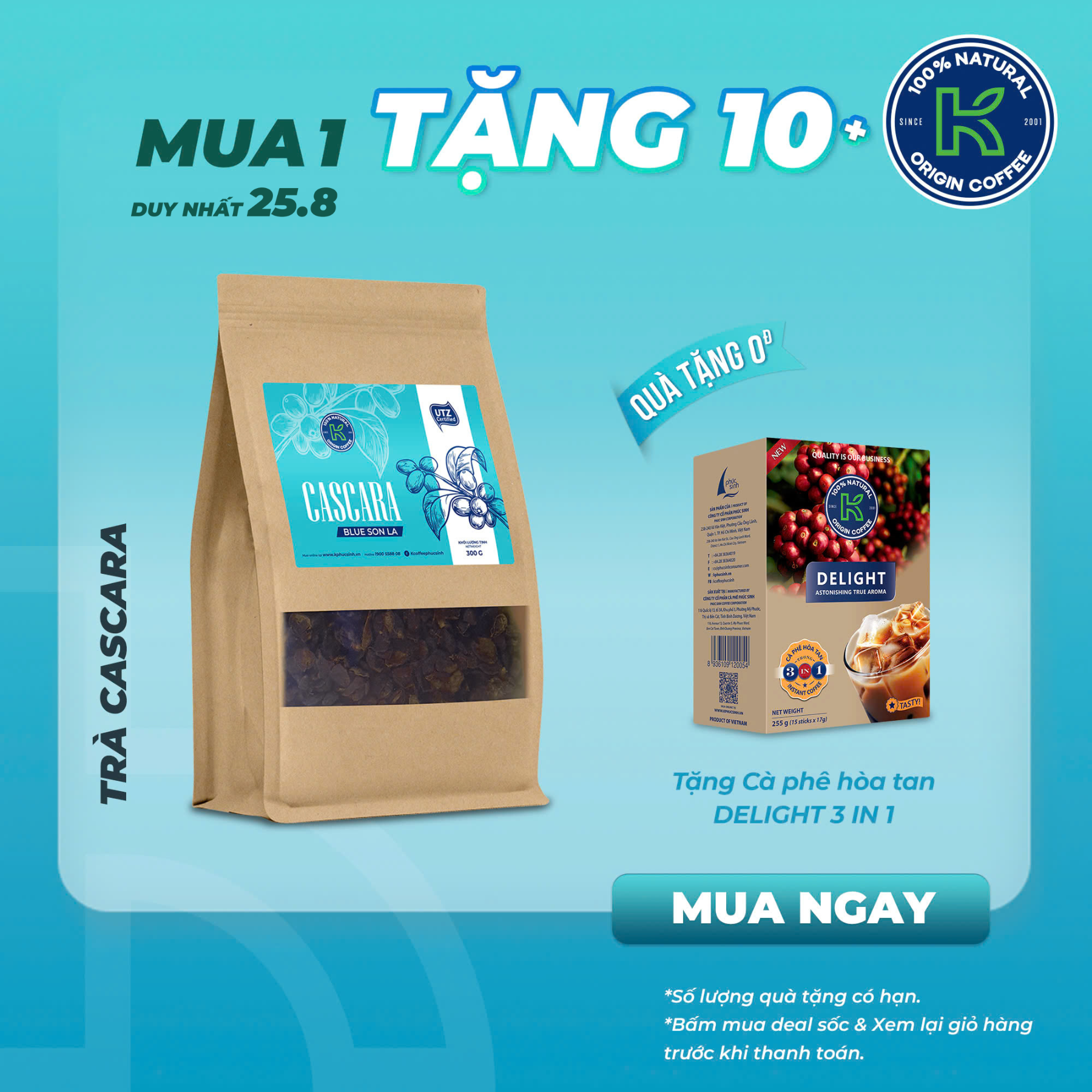 Trà Cascara Túi Giấy 300g thương hiệu K COFFEE - Trà Làm Từ 100% Vỏ Quả Cà Phê Arabica Sơn La Chín Đỏ