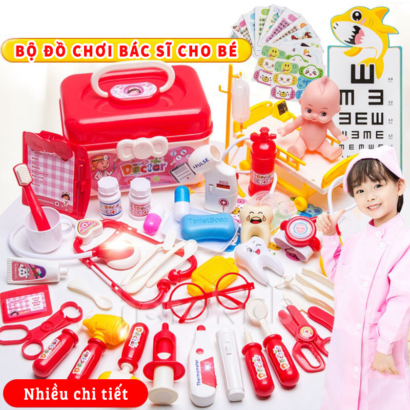 Bộ đồ chơi bác sĩ cho bé trai và bé gái, đồ chơi bác sỹ cao cấp cho trẻ em