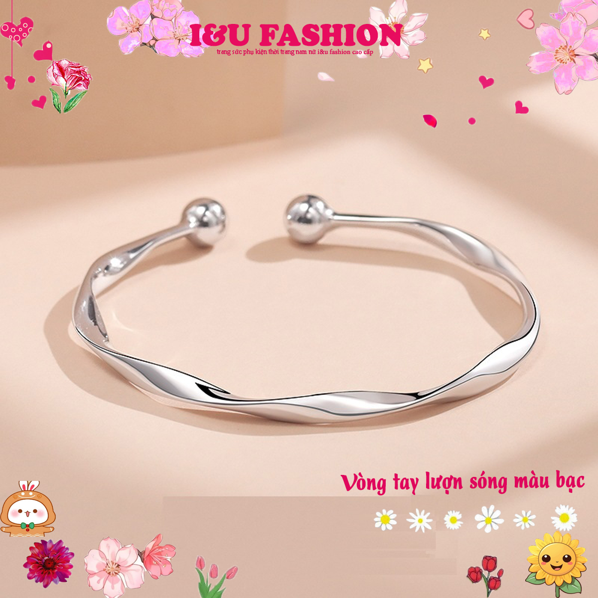 Lắc Tay Vòng Tay Cuff Nam Nữ UNISEX Mảnh Nhẹ Lượn Sóng Độc Đáo Thời Trang Retro Kiểu Mở Dễ Điều Chỉnh Kích Thước Màu Bạc Đơn Giản Dễ Phối Đồ Dễ Sử Dụng VT-60