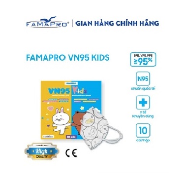 Khẩu trang y tế kháng khuẩn 4 lớp Famapro VN95 Kid - Trẻ em