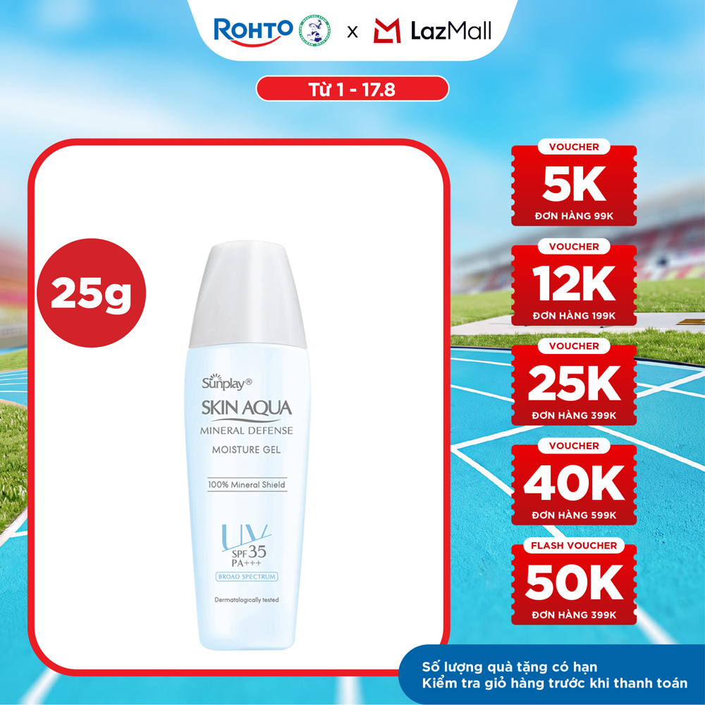 Kem chống nắng vật lý Skin Aqua dưỡng ẩm, dạng gel dùng hàng ngày Sunplay Skin Aqua Mineral Defense Moisture Gel SPF50+ PA++++ 25g