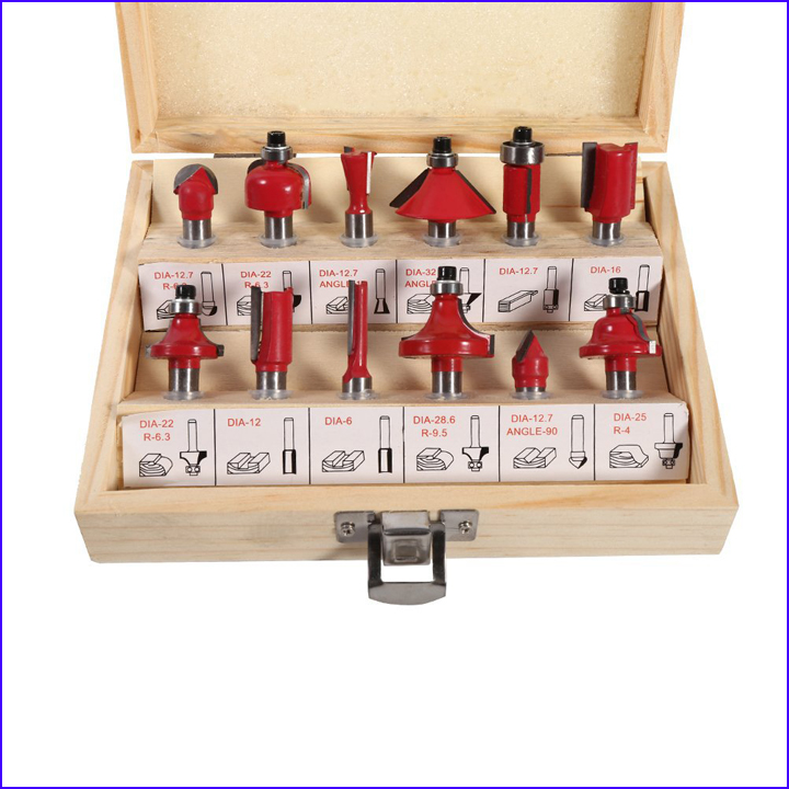 Mũi soi gỗ. bộ mũi phay gỗ 12 chi tiết loại cốt 12,7mm