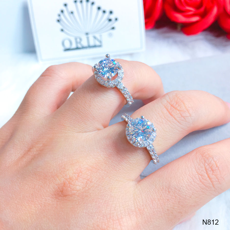 Nhẫn bạc nữ, nhẫn nữ đính đá bền màu thời thượng Orin N812