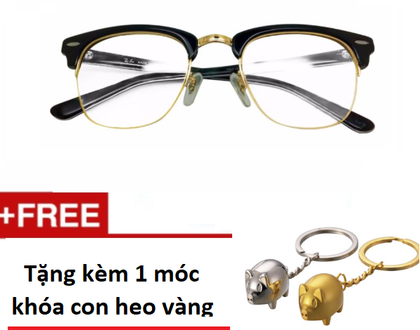 [HCM]Mắt Kính Nữa Gọng Vàng Thời Trang + Tặng Free Móc Khóa Con Heo Vàng
