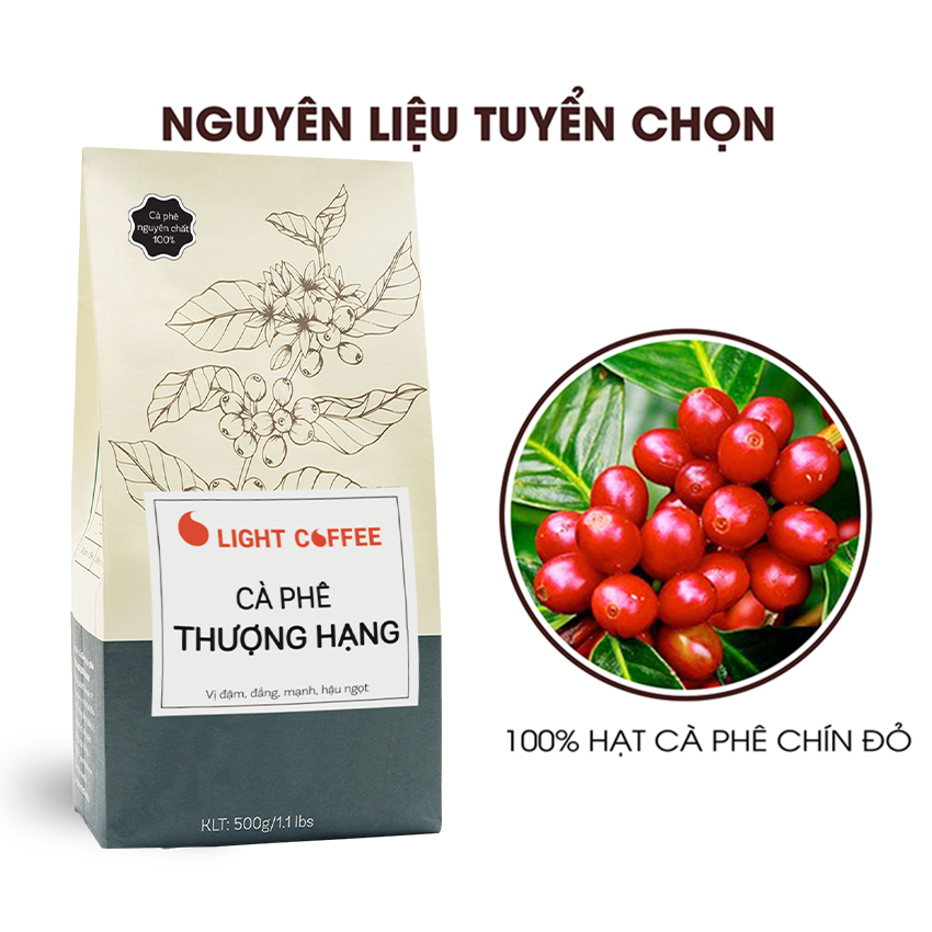 [THƯỢNG HẠNG GU MẠNH] Cafe hạt Thượng hạng Robusta nguyên chất 100% vị đâm, đắng mạnh, hậu ngọt - Light Coffee - 500gr