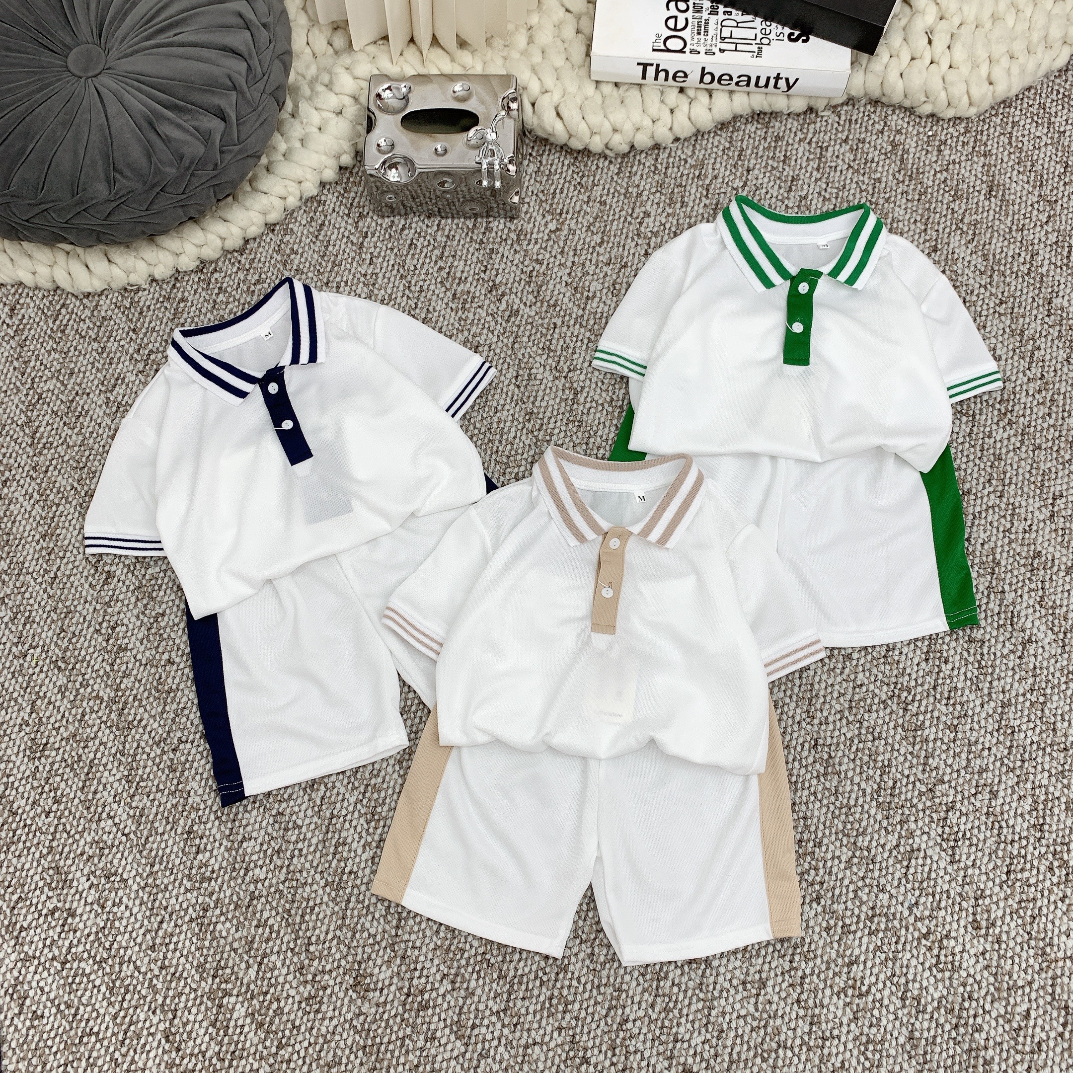 Bộ Quần Áo Polo Bé Trai Chất cotton mềm mịn mát, phong cách thể theo đáng yêu, Set đồ bộ cho bé trai tù 10-35kg