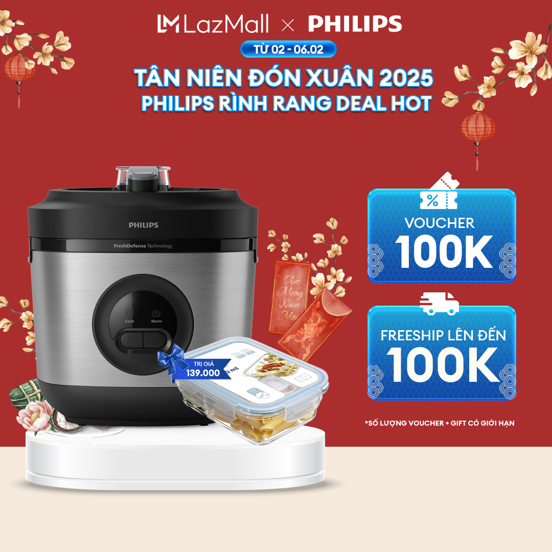 Nồi Cơm Điện Philips Dòng 3000 Series Philips HD3213/31 - Hàng Phân Phối Chính Hãng