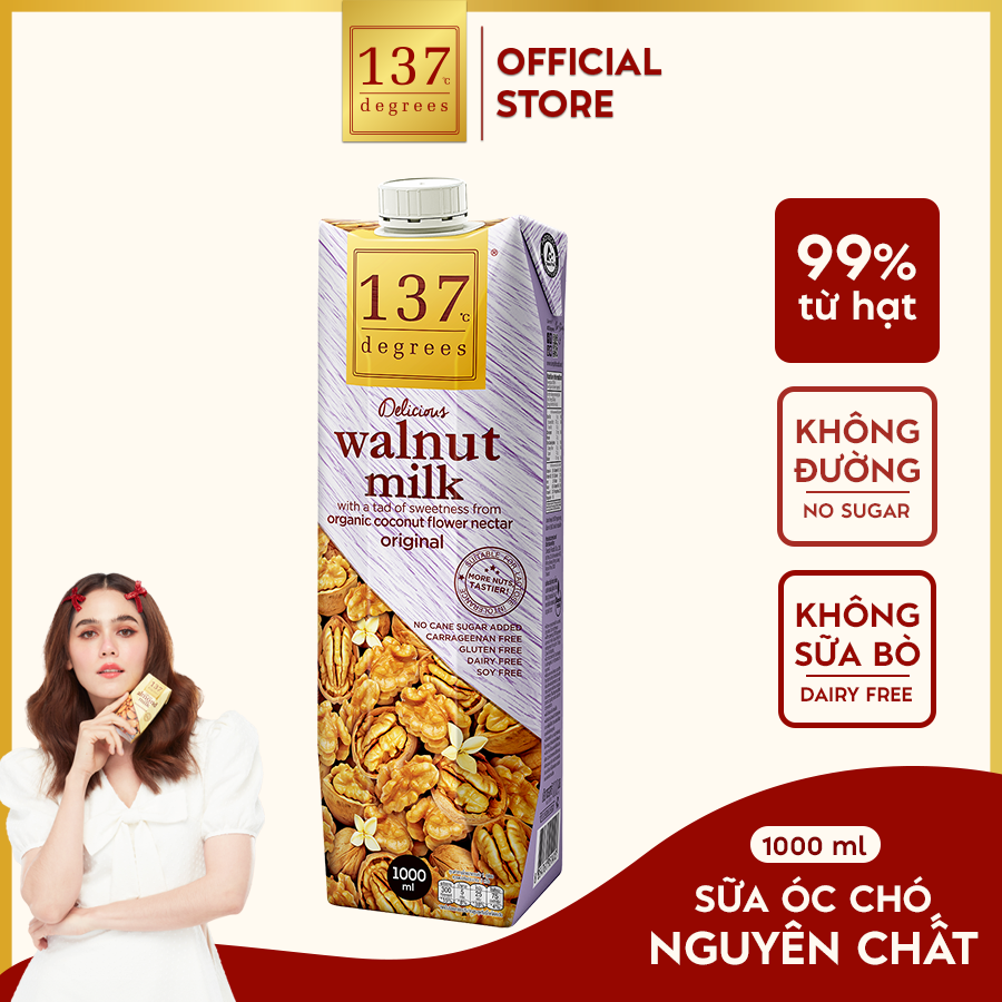 [1 Liter Box] Pure Nut Milk (Unsweetened) 137 Degrees Imported from Thailand Nutrition - 6