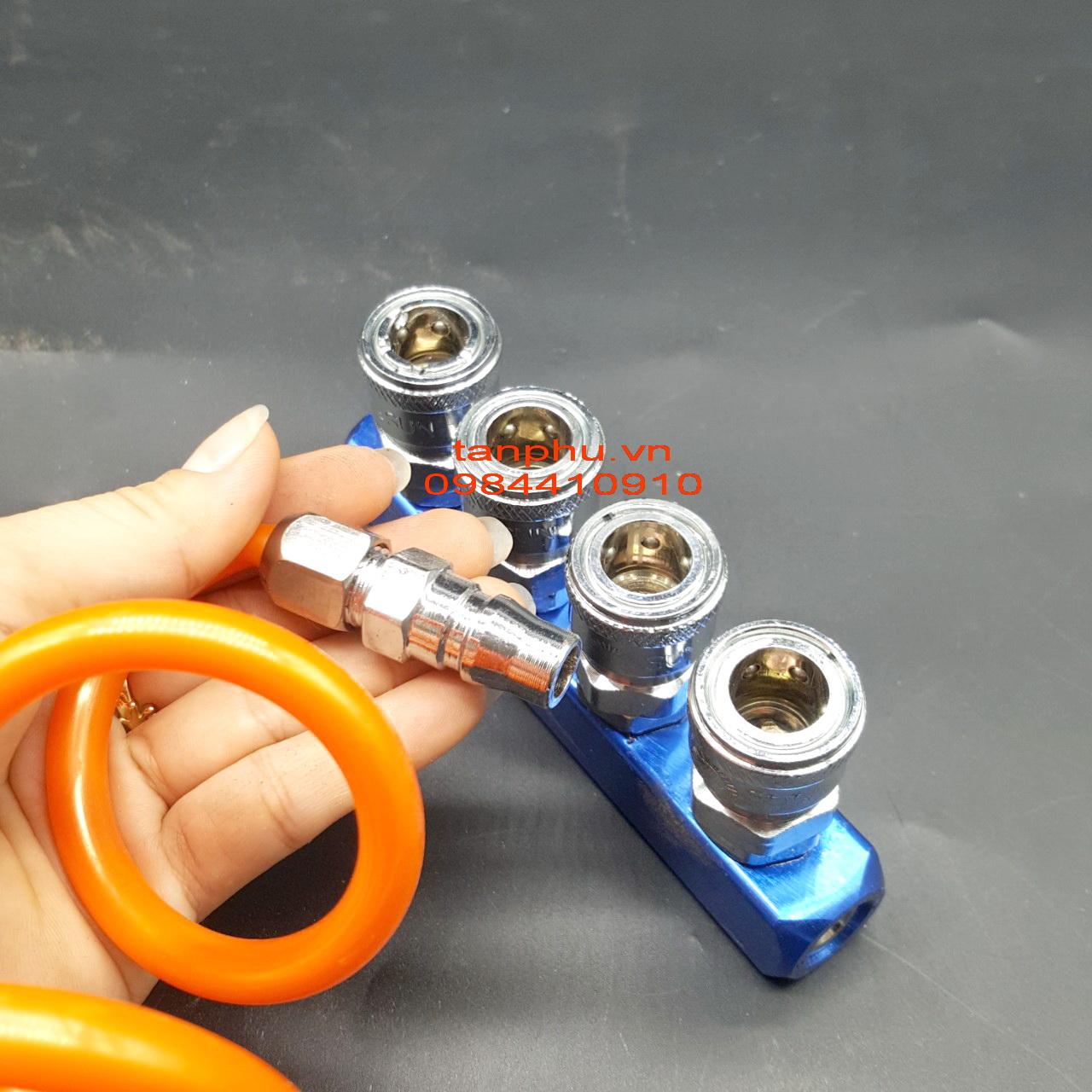 Đầu nối hơi 4 chia ngang
