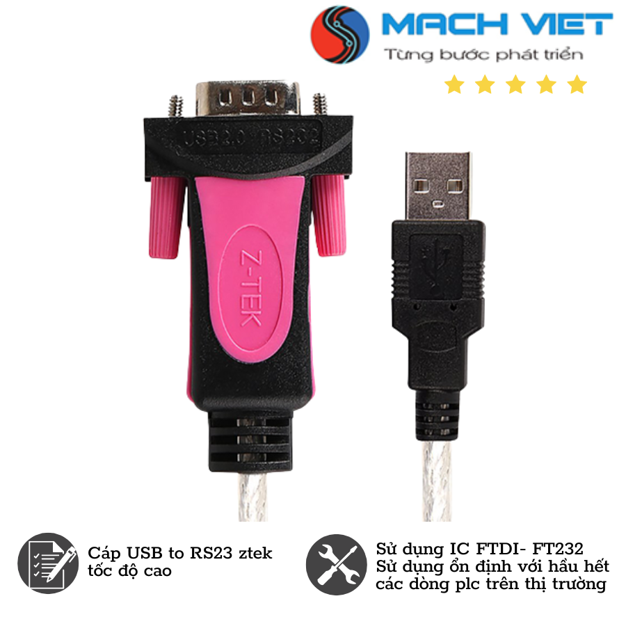 Cáp nạp plc mitshubishi ztek chuẩn usb to rs232