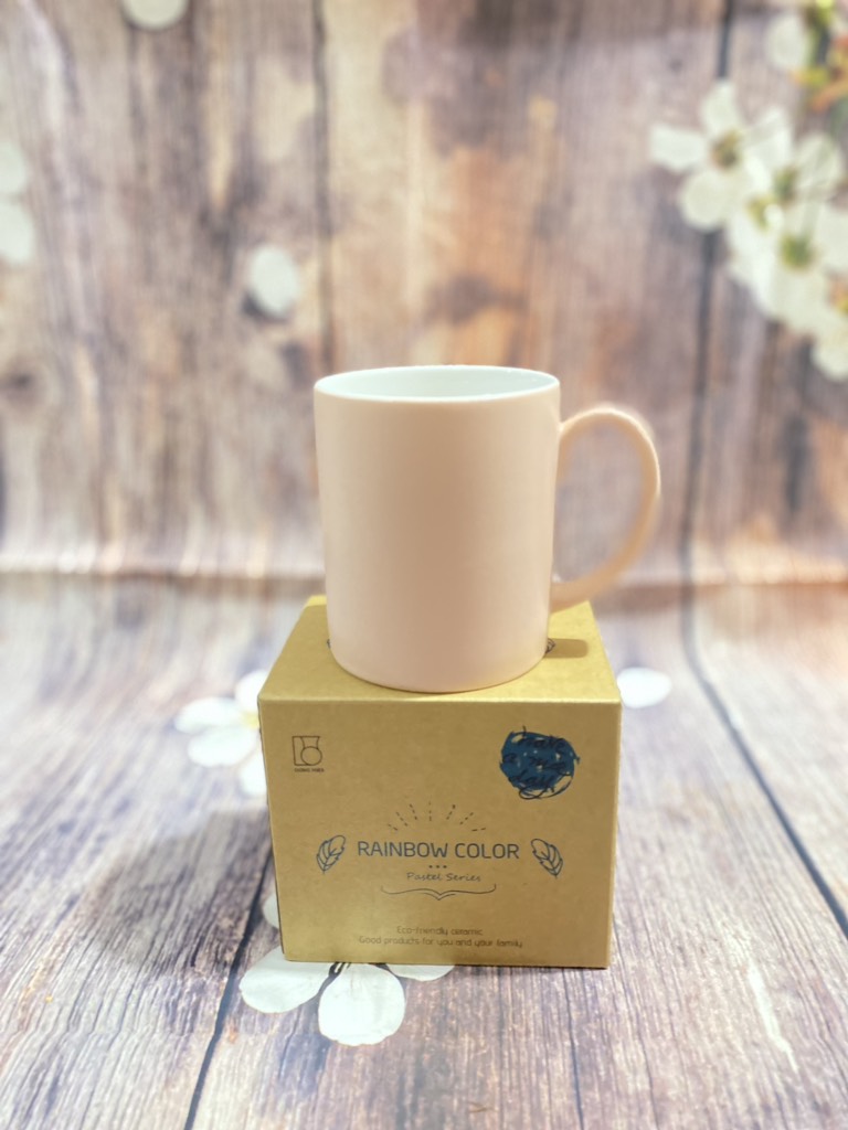 Ly sứ Donghwa có quai màu Hồng Pastel hkm Anlene - Ly, tách, cốc uống nước bằng sứ cao cấp - hàng y hình 100%